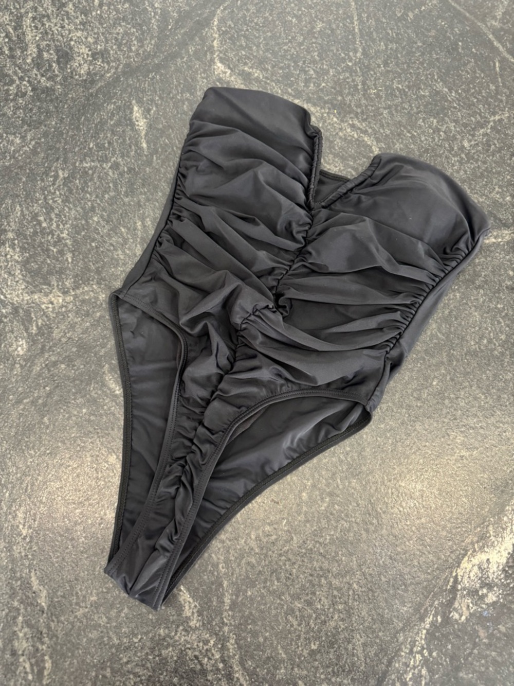 SHEIN Black Ruched One-Piece Swimsuit
